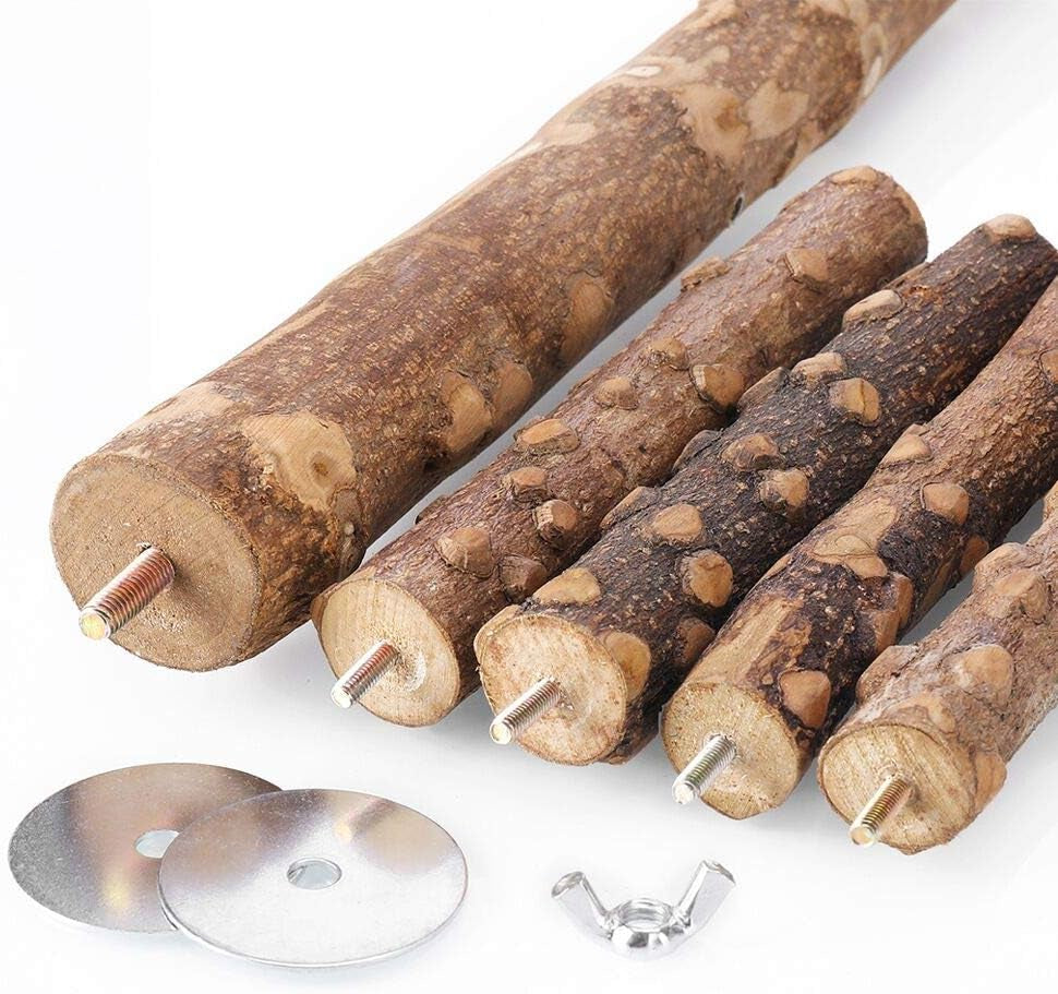 Bird Perch Nature Wood Stand for 3-4Pcs Small Parrots (M)