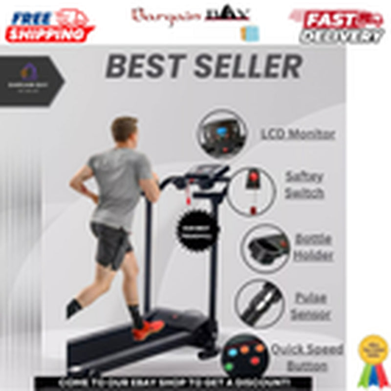 Treadmill Running Electric Machine with Fixed Incline Gym Home Motorized Folding
