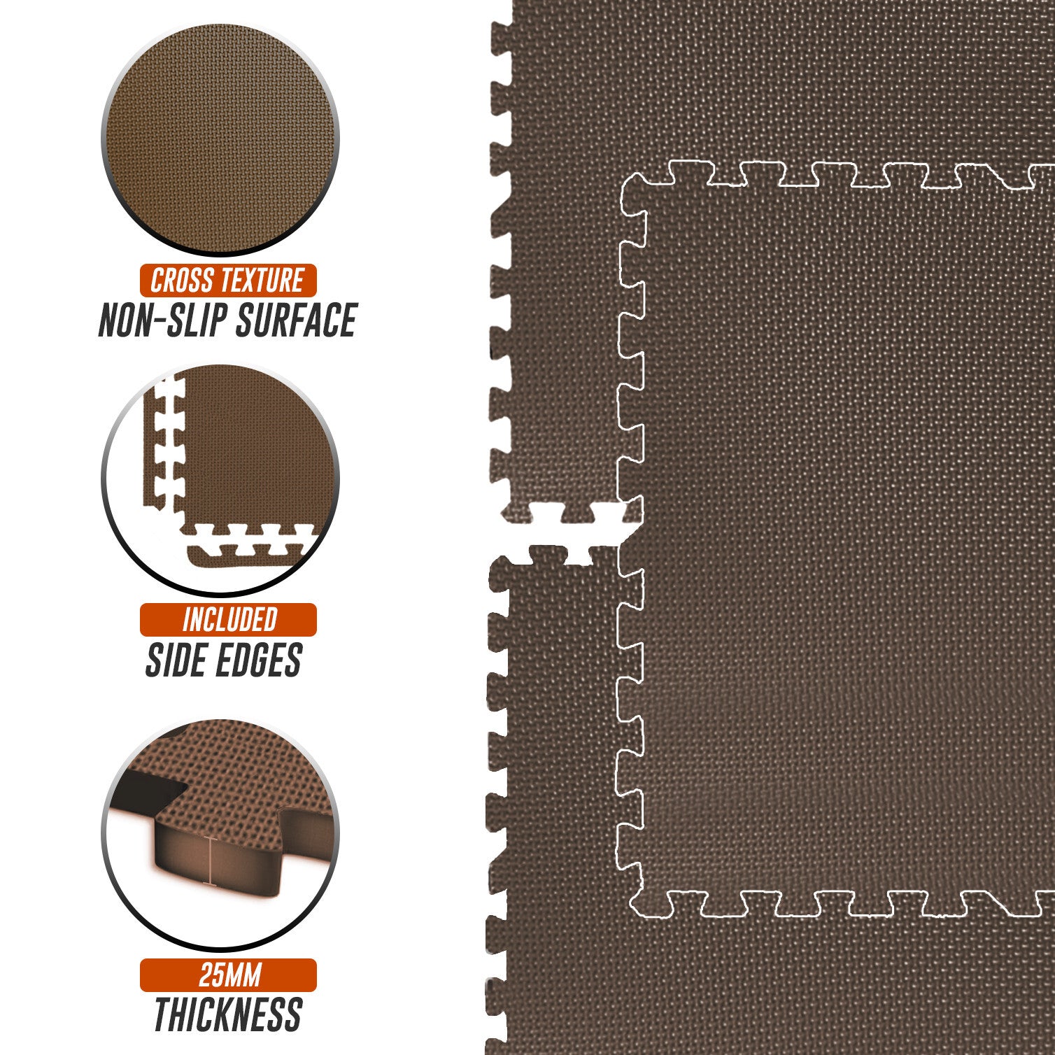 EVA INTERLOCKING FLOOR MATS SOFT FOAM GYM FLOORING MAT YOGA TILES 25 MM 60X60Cm