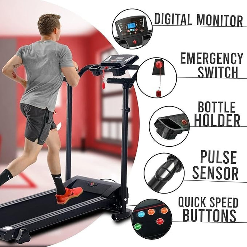Treadmill Running Electric Machine with Fixed Incline Gym Home Motorized Folding