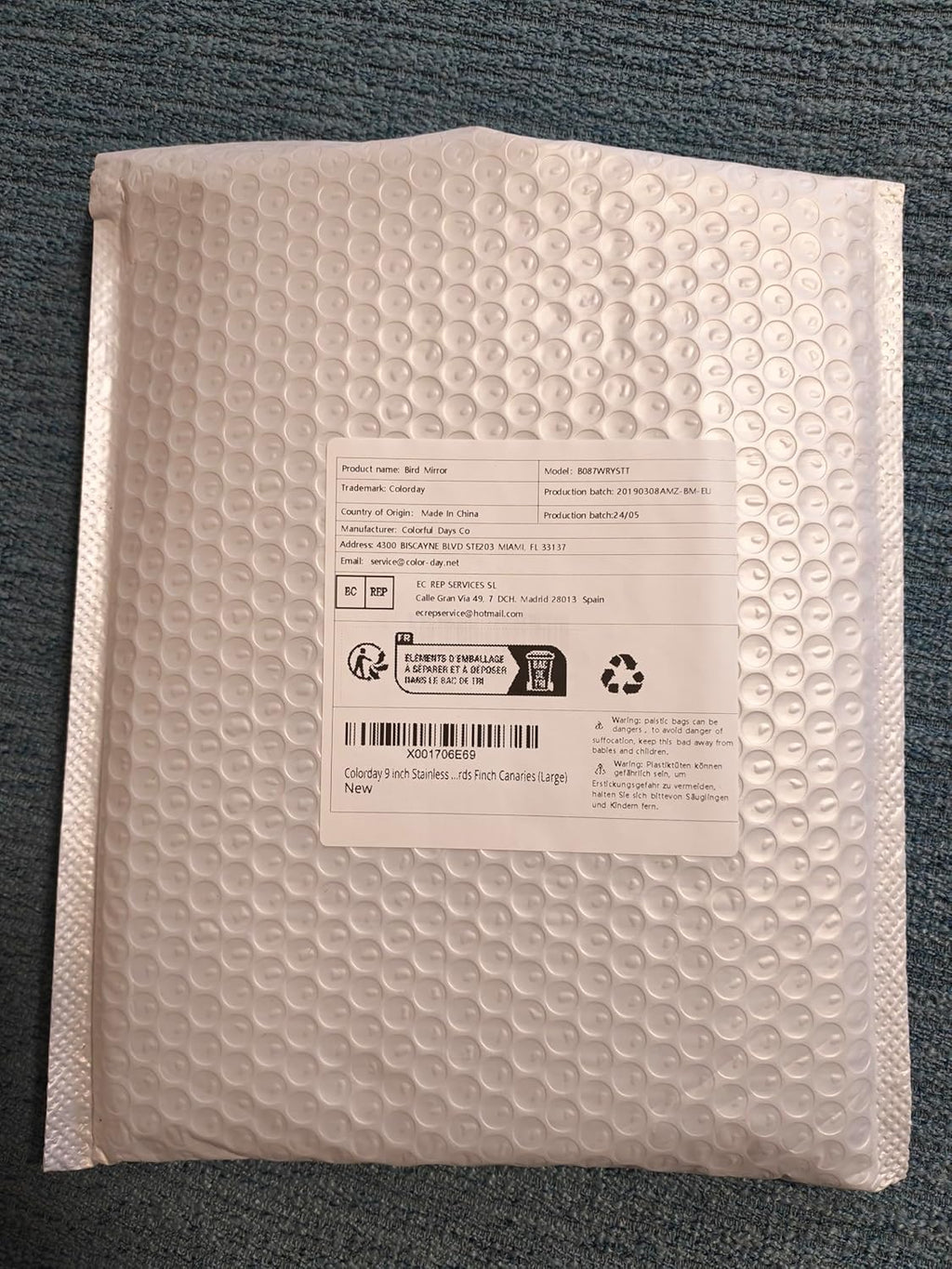 9 Inch Stainless Steel Bird Mirror with Rope Perch, Bird Toys Swing, Comfy Perch for African Grey Parakeet Cockatiel Conure Lovebird Finch Canaries