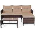 COSTWAY 3PCS Patio Sectional Sofa Set Outdoor Conversation Bistro Set W/Cushion